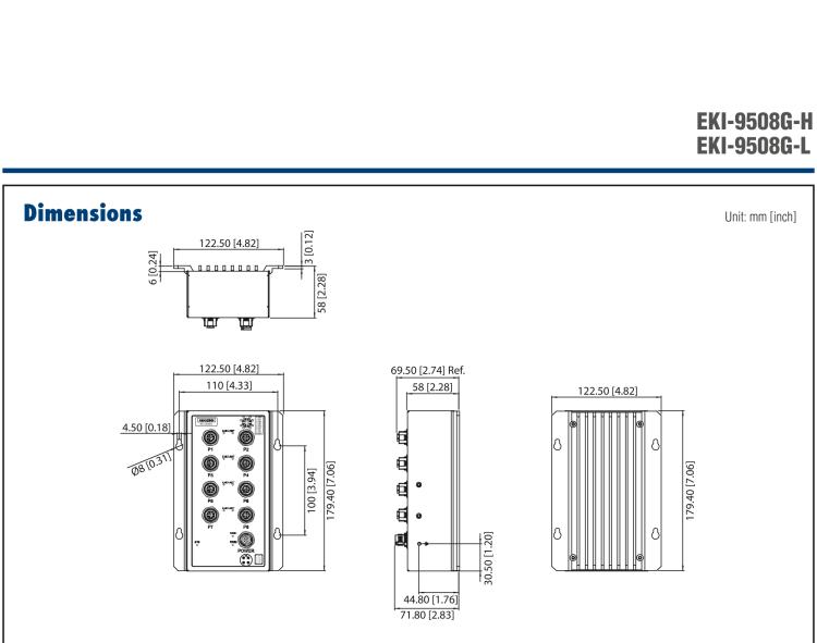 研華EKI-9508G-H 8個(gè)千兆M12端口非網(wǎng)管EN50155交換機(jī)， 支持72/96/110 VDC供電