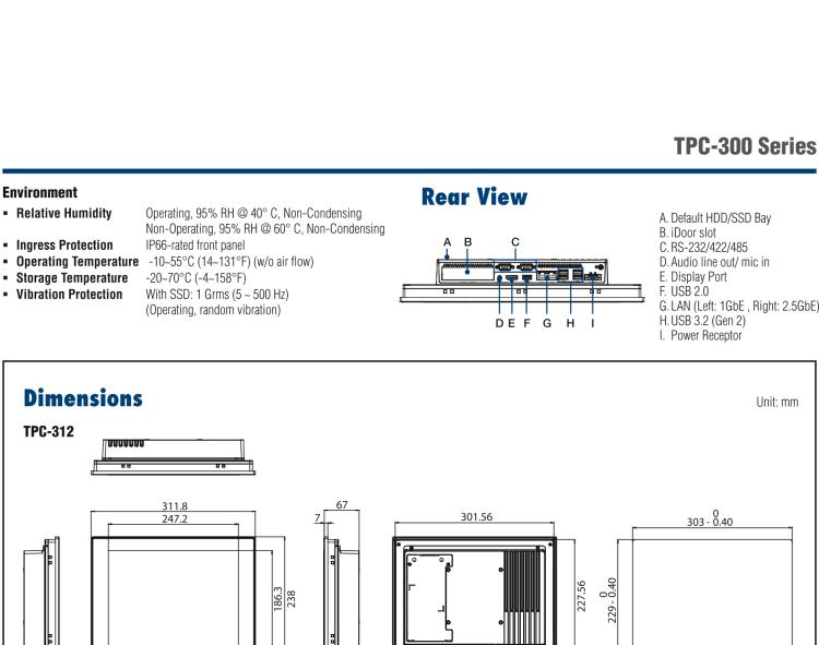 研華TPC-315 15英寸XGA TFT LED LCD觸摸屏電腦，搭載第八代Intel?Core? i3/ i5/ i7處理器，內(nèi)置8G DDR4 RAM