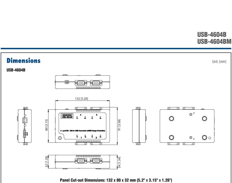 研華USB-4604B USB轉(zhuǎn)4端口RS-232轉(zhuǎn)換器，帶浪涌保護(hù)