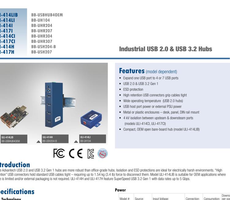 研華BB-USH207 ULI-417H 工業(yè)USB 3.0集線器，7端口，金屬外殼